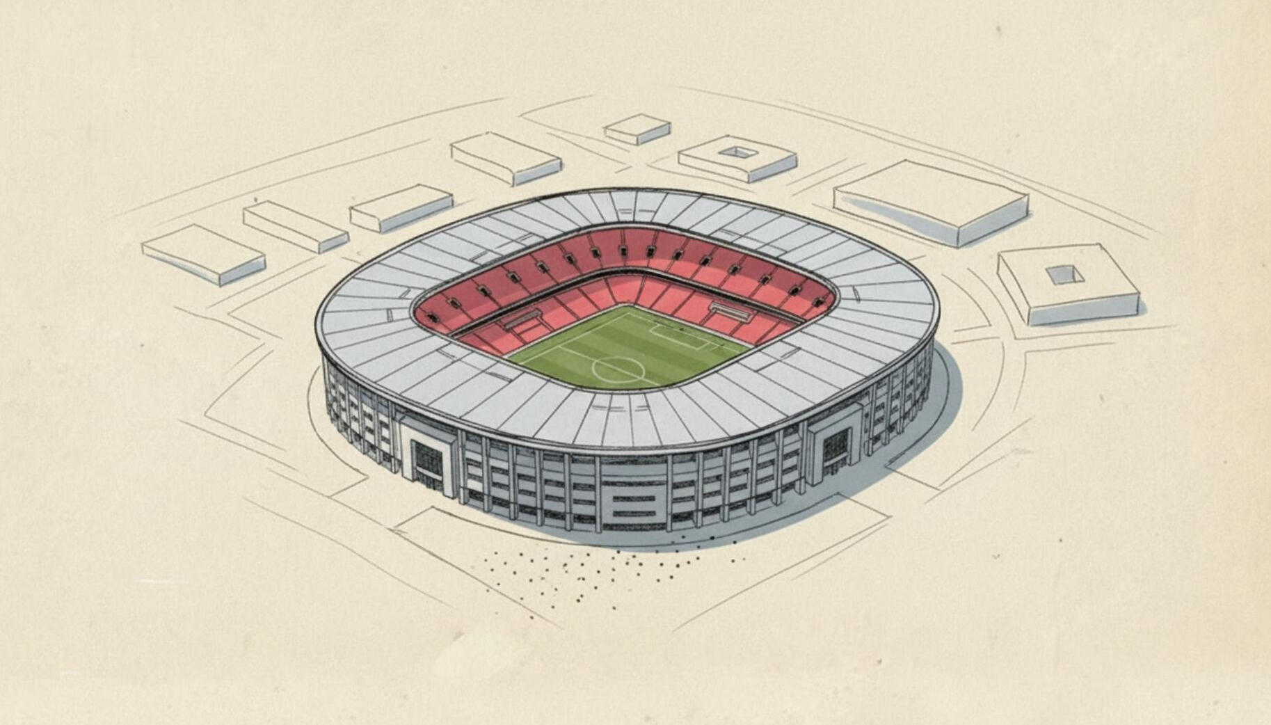 Aerial View of Modern Stadium